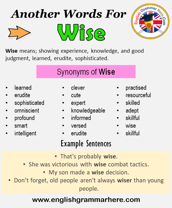 Another word for Wise, What is another, synonym word for Wise?