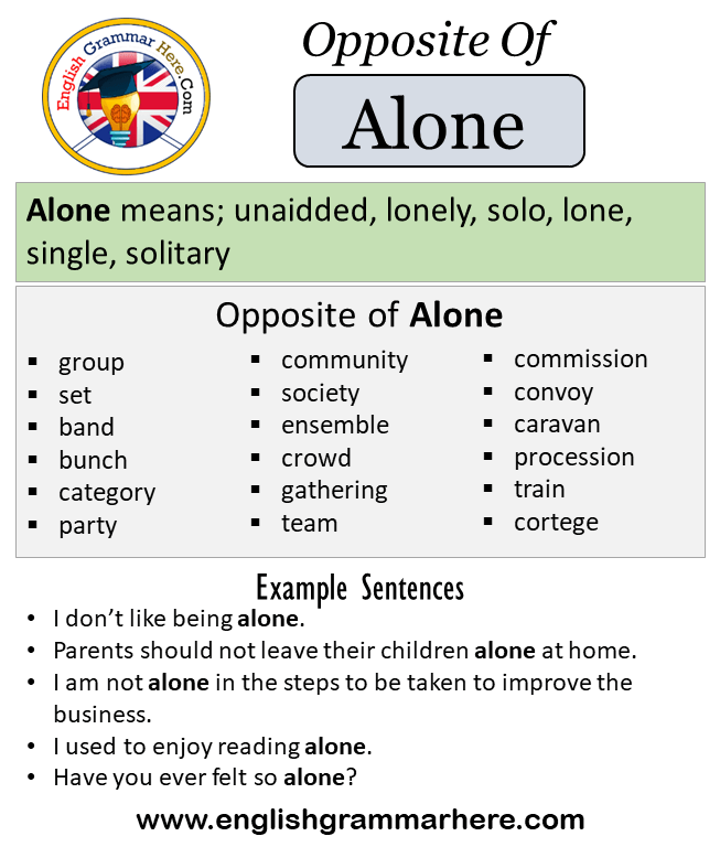 Opposite Of Alone, Antonyms of Alone, Meaning and Example Sentences
