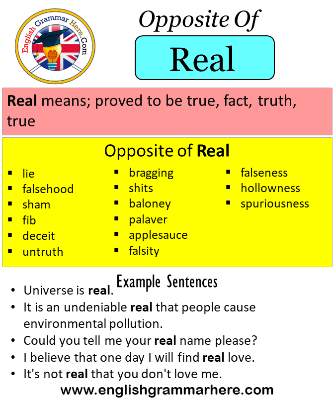Opposite Of Real, Antonyms of Real, Meaning and Example Sentences