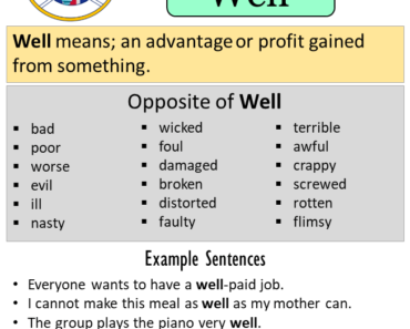 Antonyms Of Well Archives English Grammar Here