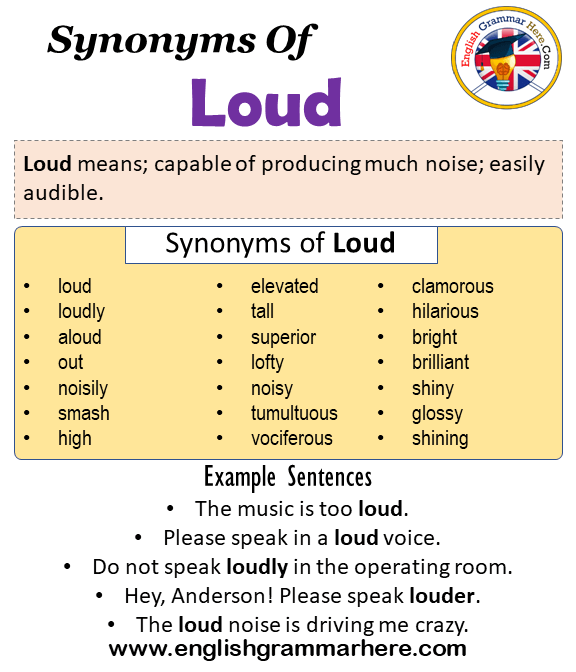 Synonyms Of Loud, Loud Synonyms Words List, Meaning and Example Sentences