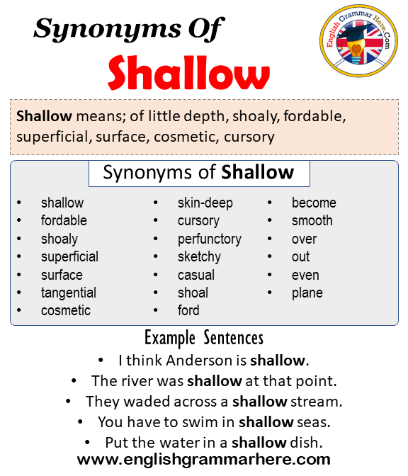 Synonyms Of Shallow, Shallow Synonyms Words List, Meaning and Example Sentences