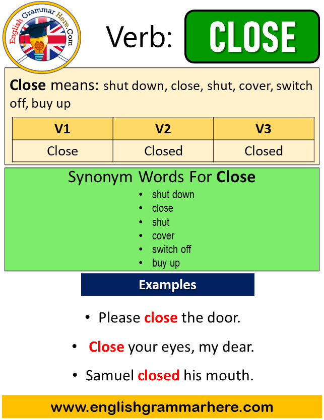 Simple Past Tense Verb Close - Printable Templates Free