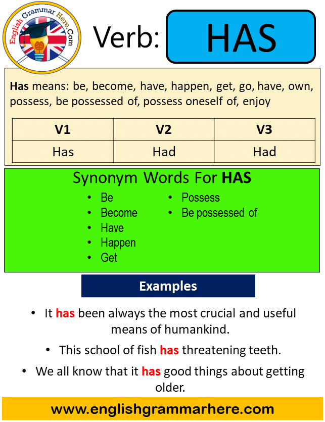 Has Past Simple Simple Past Tense Of Has Past Participle V1 V2 V3 Form Of Has English 