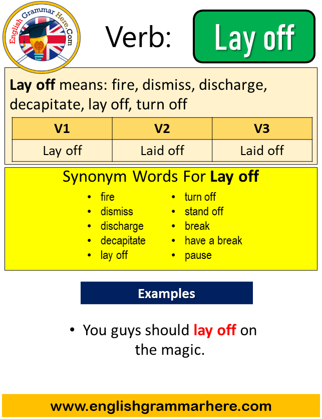 Lay off Past Simple in English, Simple Past Tense of Lay off, Past