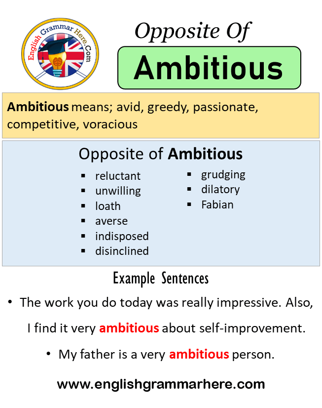 Opposite Of Ambitious, Antonyms of Ambitious, Meaning and Example