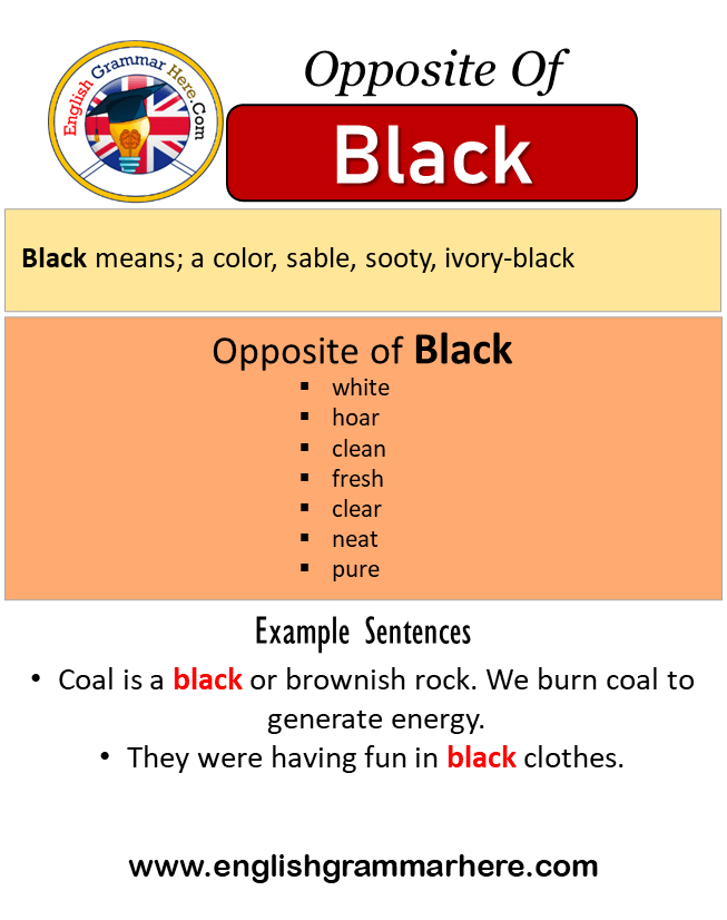 Opposite Of Black, Antonyms of Black, Meaning and Example Sentences