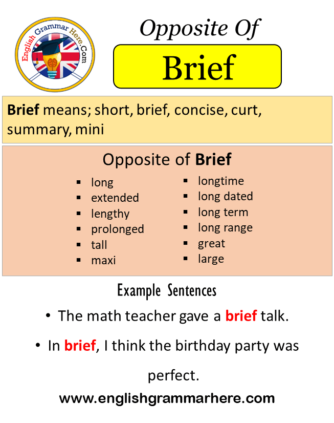 Opposite Of Brief, Antonyms of Brief, Meaning and Example