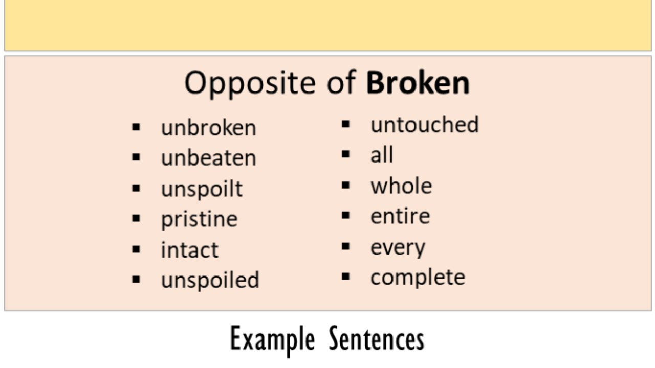 Opposite Of Broken, Antonyms of Broken, Meaning and Example Sentences -  English Grammar Here