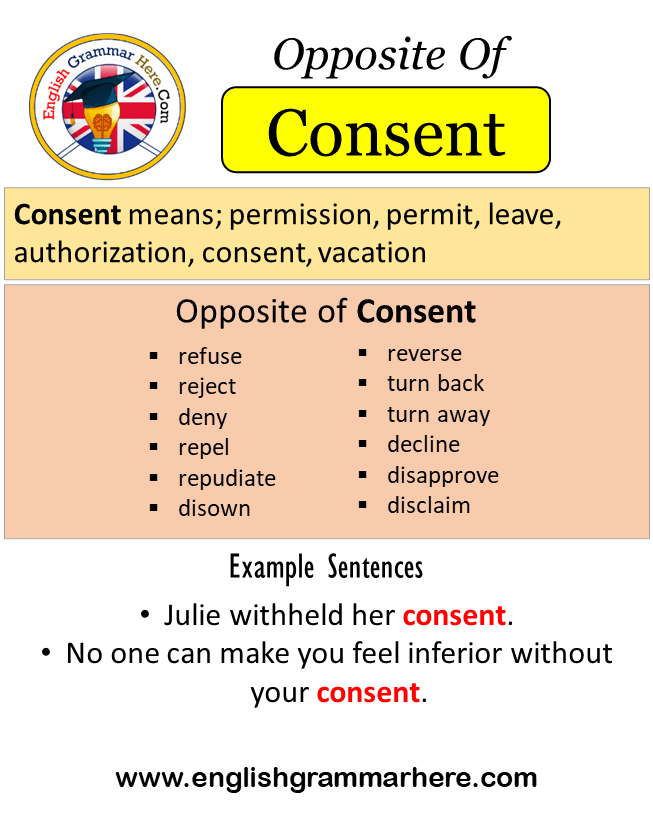 Opposite Of Consent, Antonyms of Consent, Meaning and Example Sentences
