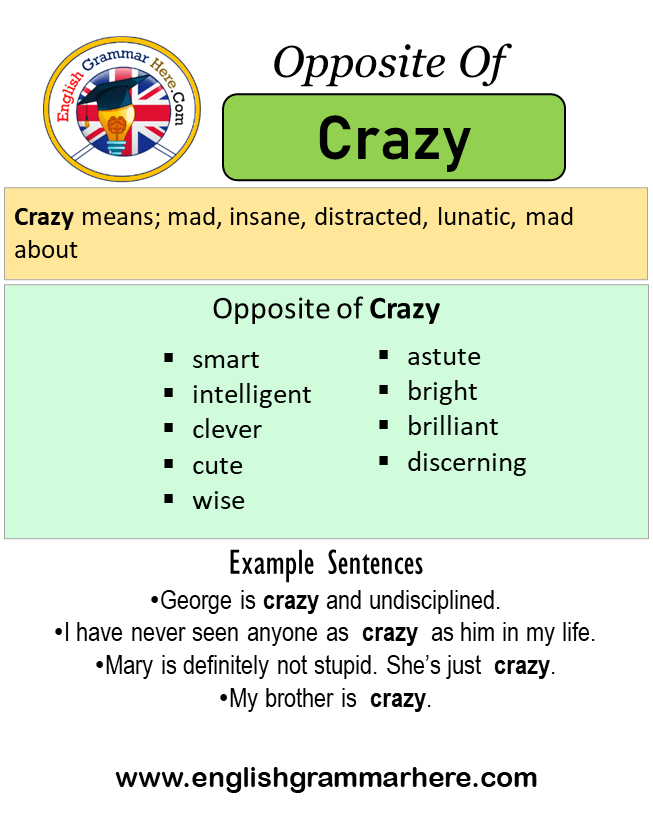 CRAZY Synonyms: 556 Similar and Opposite Words