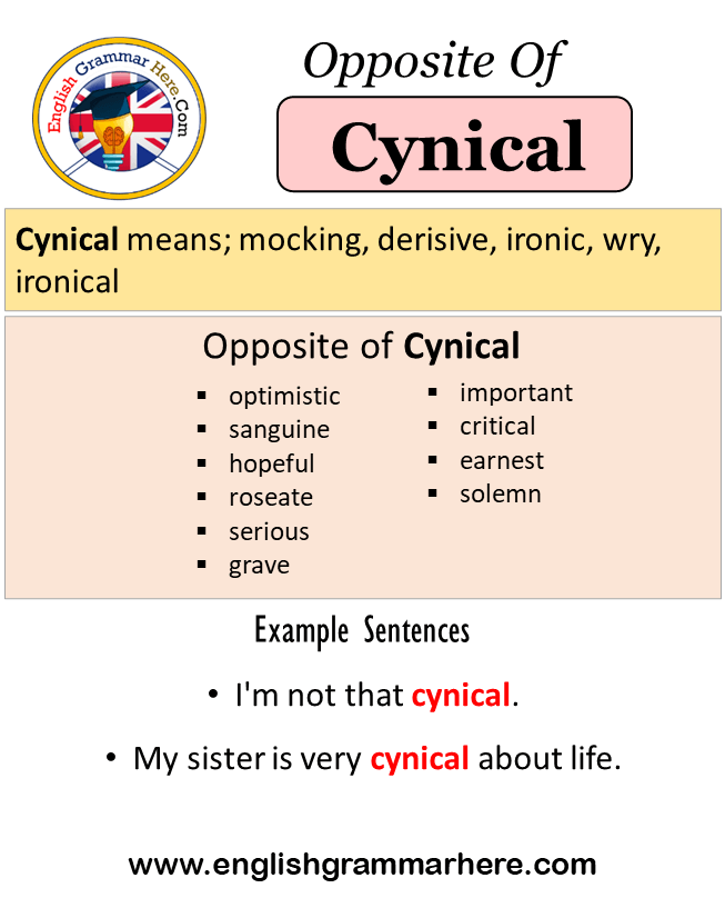 Opposite Of Cynical, Antonyms of Cynical, Meaning and Example Sentences