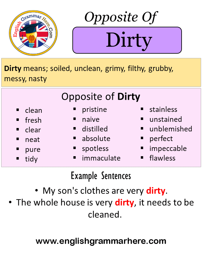 Opposite Of Dirty, Antonyms of Dirty, Meaning and Example Sentences