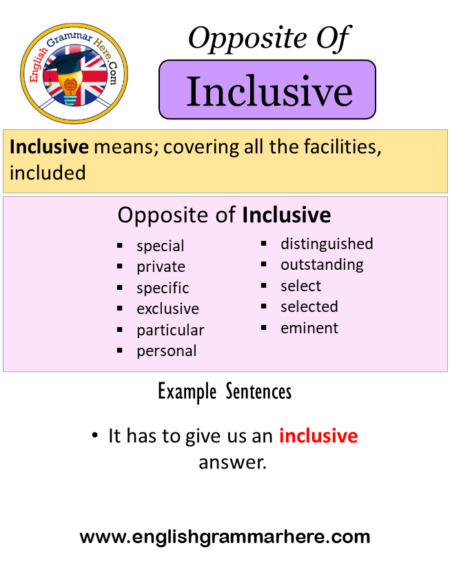 Opposite Of Inclusive, Antonyms of Inclusive, Meaning and Example Sentences