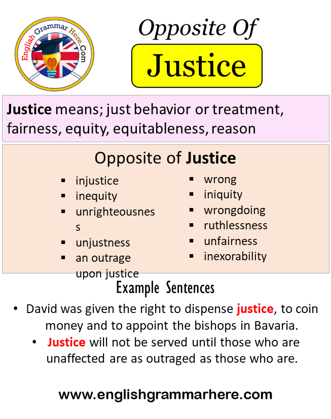 Opposite Of Justice, Antonyms of Justice, Meaning and Example Sentences