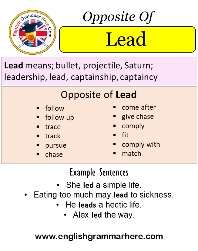 Opposite Of Lead, Antonyms Lead, Meaning and Example Sentences - English Grammar Here