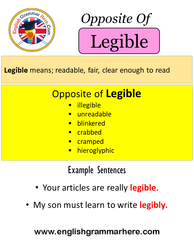 Opposite Of Legible, Antonyms of Legible, Meaning and Example Sentences