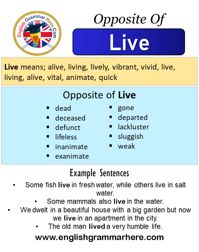 Opposite Of Live, Antonyms of Live, Meaning and Example Sentences