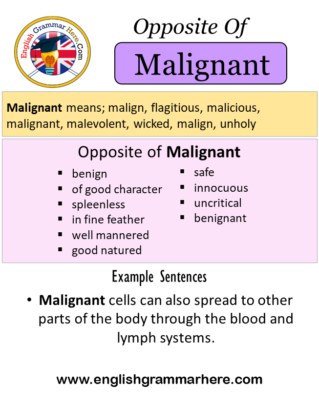 Opposite Of Malignant, Antonyms of Malignant, Meaning and Example Sentences