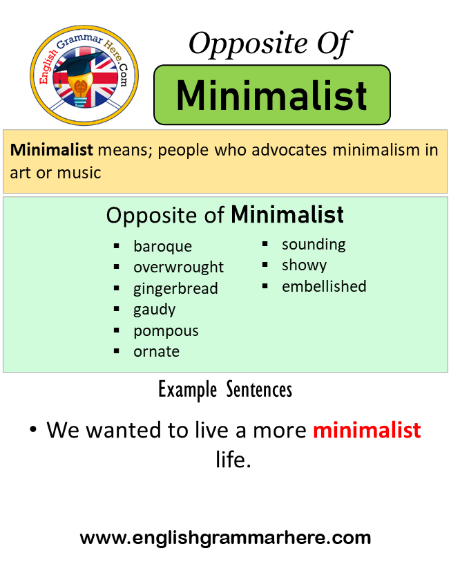 Opposite Of Minimalist, Antonyms of Minimalist, Meaning and Example Sentences
