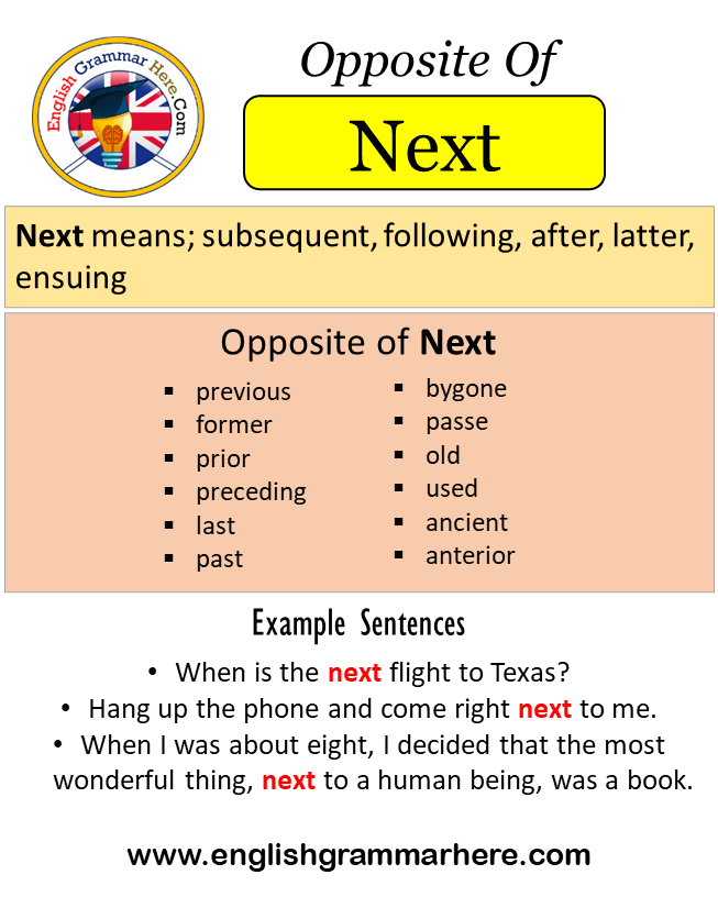 Opposite Of Next, Antonyms of Next, Meaning and Example Sentences