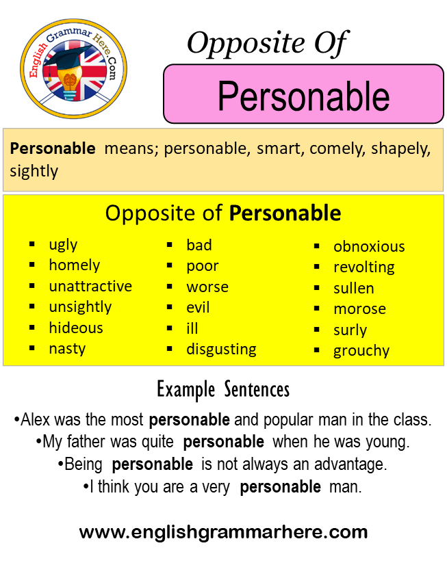 Opposite Of Personable, Antonyms of Personable, Meaning and Example Sentences