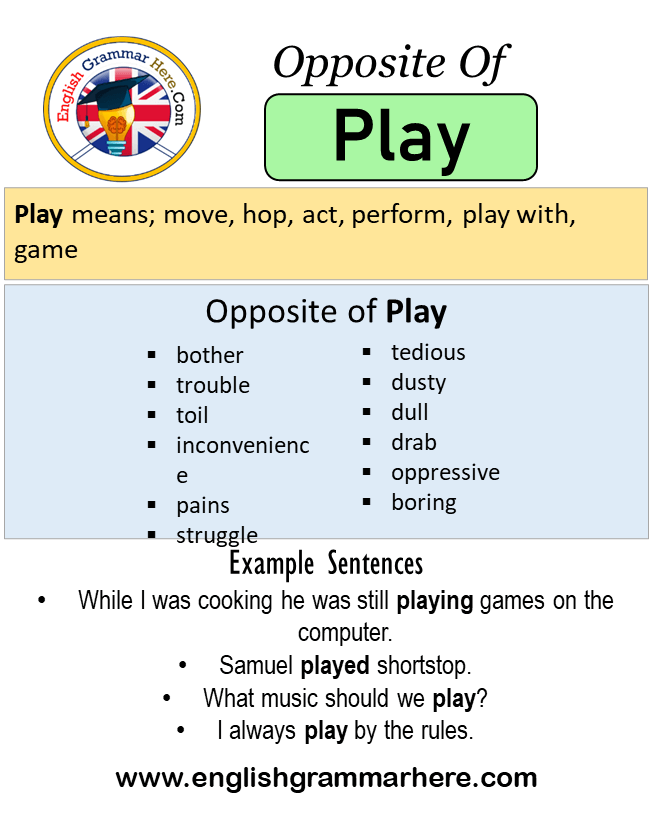 Opposite Of Play, Antonyms of Play, Meaning and Example Sentences