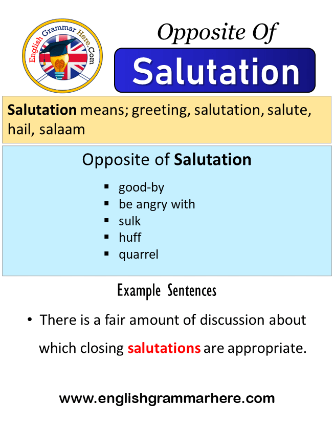 Opposite Of Salutation, Antonyms of Salutation, Meaning and Example Sentences