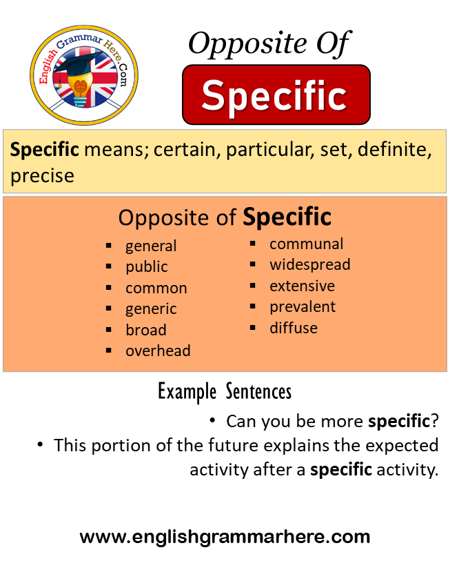 Opposite Of Specific, Antonyms of Specific, Meaning and Example Sentences
