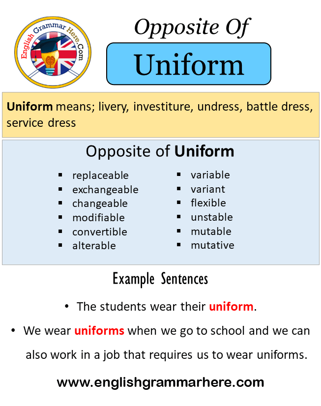 Opposite Of Uniform, Antonyms of Uniform, Meaning and Example Sentences