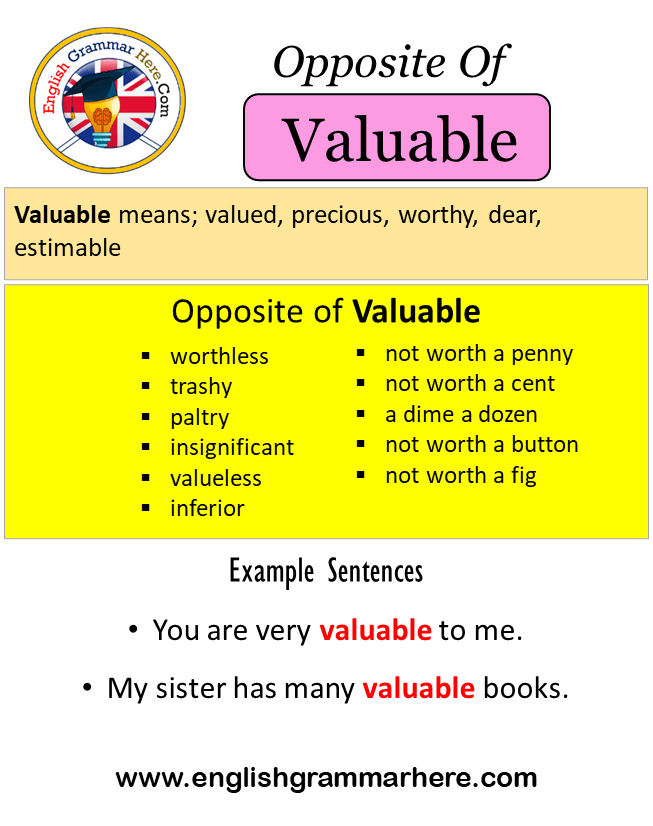 Opposite Of Valuable, Antonyms of Valuable, Meaning and Example Sentences