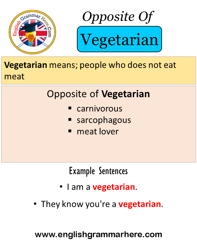 Opposite Of Vegetarian, Antonyms of Vegetarian, Meaning and Example Sentences
