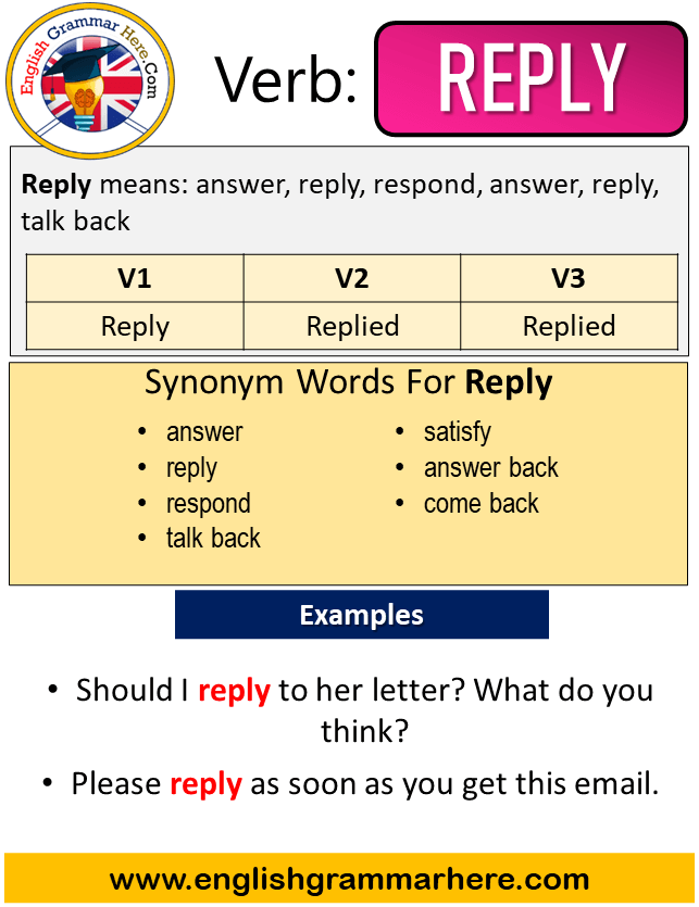 Reply Past Simple in English, Simple Past Tense of Reply, Past