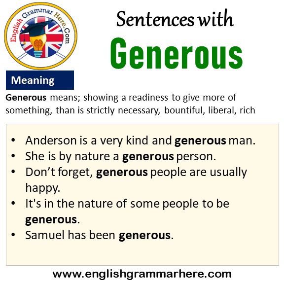 Make Sentence With Word Generous