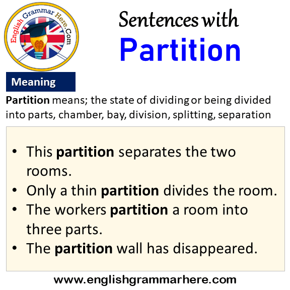 Sentences with Partition, Partition in a Sentence and Meaning