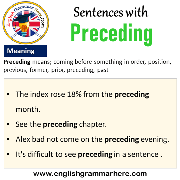 Sentences With Preceding Preceding In A Sentence And Meaning English Grammar Here