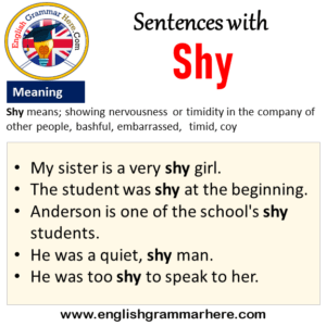 Sentences with Shy, Shy in a Sentence and Meaning - English Grammar Here