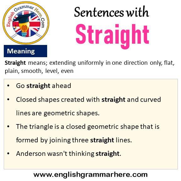 Sentences with Straight, Straight in a Sentence and Meaning