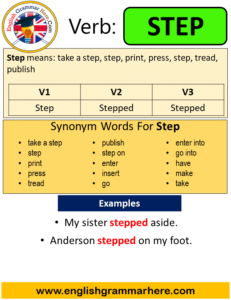 Step Past Simple in English, Simple Past Tense of Step, Past Participle ...