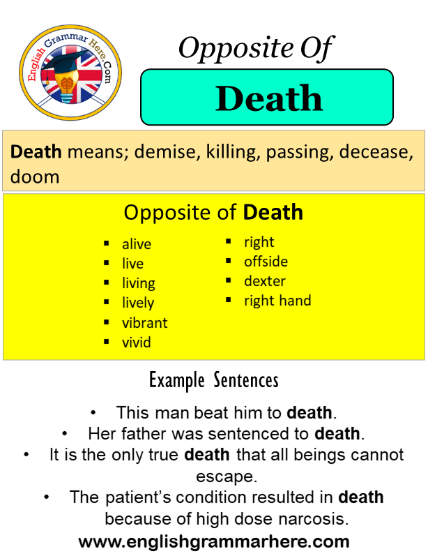 Opposite Of Death, Antonyms of Death, Meaning and Example Sentences