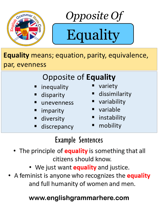 Opposite Of Equality, Antonyms of Equality, Meaning and Example Sentences