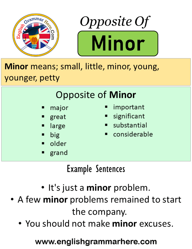 Opposite Of Minor, Antonyms of Minor, Meaning and Example Sentences