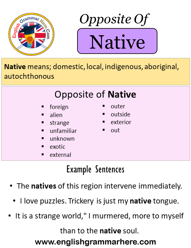 Opposite Of Native, Antonyms of Native, Meaning and Example Sentences