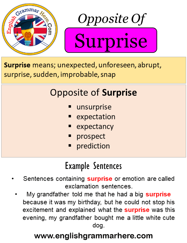 Opposite Of Surprise, Antonyms of Surprise, Meaning and Example Sentences