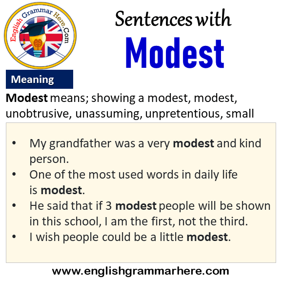Sentences with Modest, Modest in a Sentence and Meaning