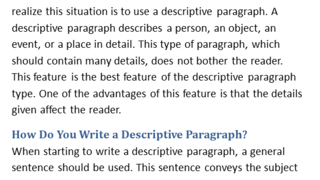 What is Descriptive Paragraph? Descriptive Paragraph Examples and