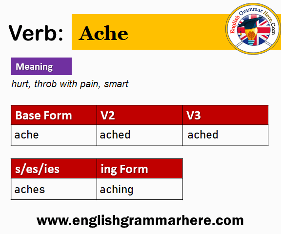 Ache V1 V2 V3 V4 V5, Past Simple and Past Participle Form of Ache