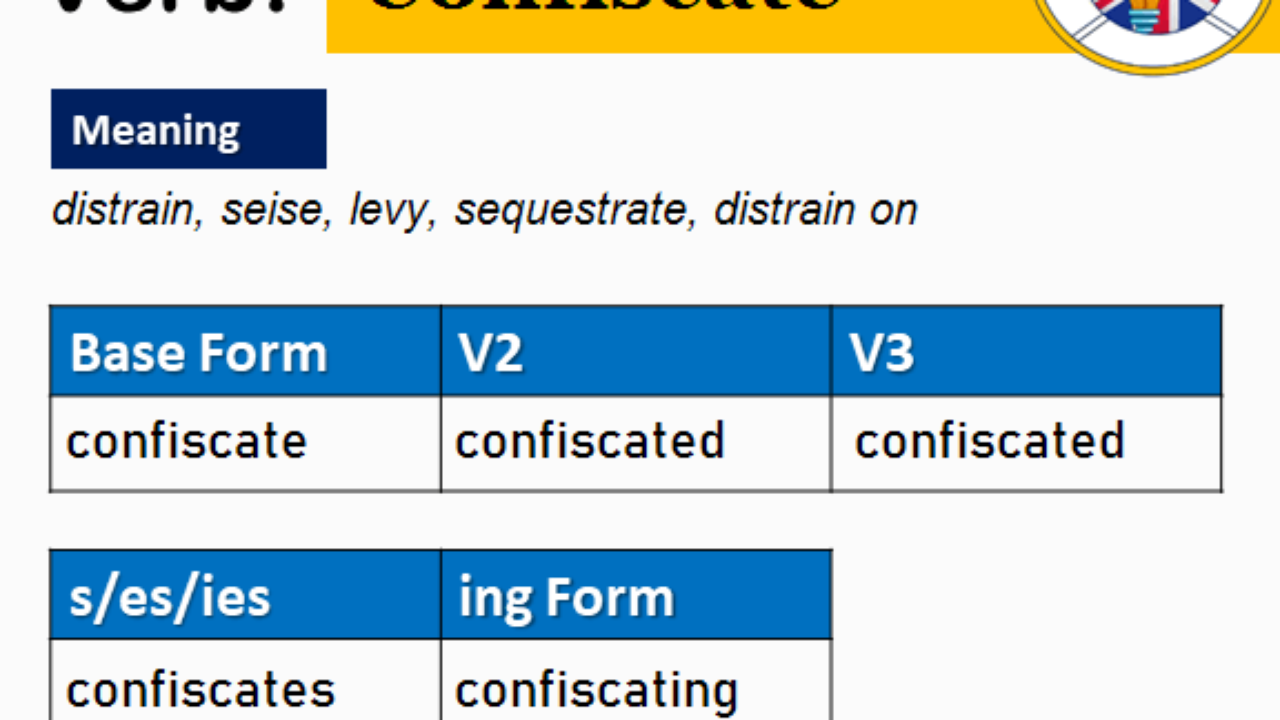 Confiscate V1 V2 V3 Past Past Participle Form of Confiscate - English Grammar Here