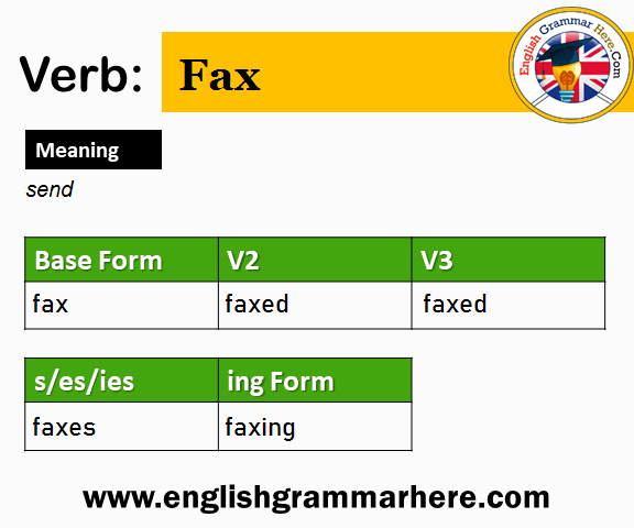 Fax V1 V2 V3 V4 V5, Past Simple and Past Participle Form of Fax