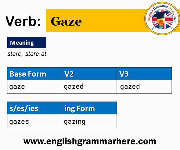 Gaze V1 V2 V3 V4 V5, Past Simple and Past Participle Form of Gaze